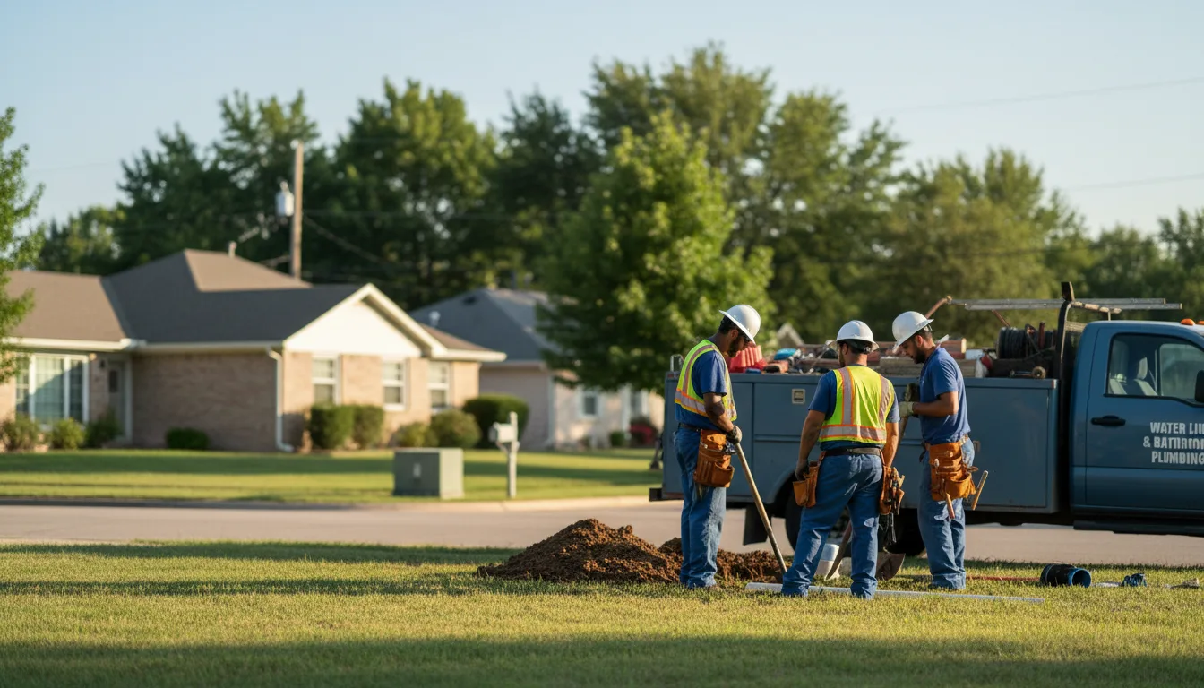 Residential water line and bathroom plumbing service in Atoka, OK